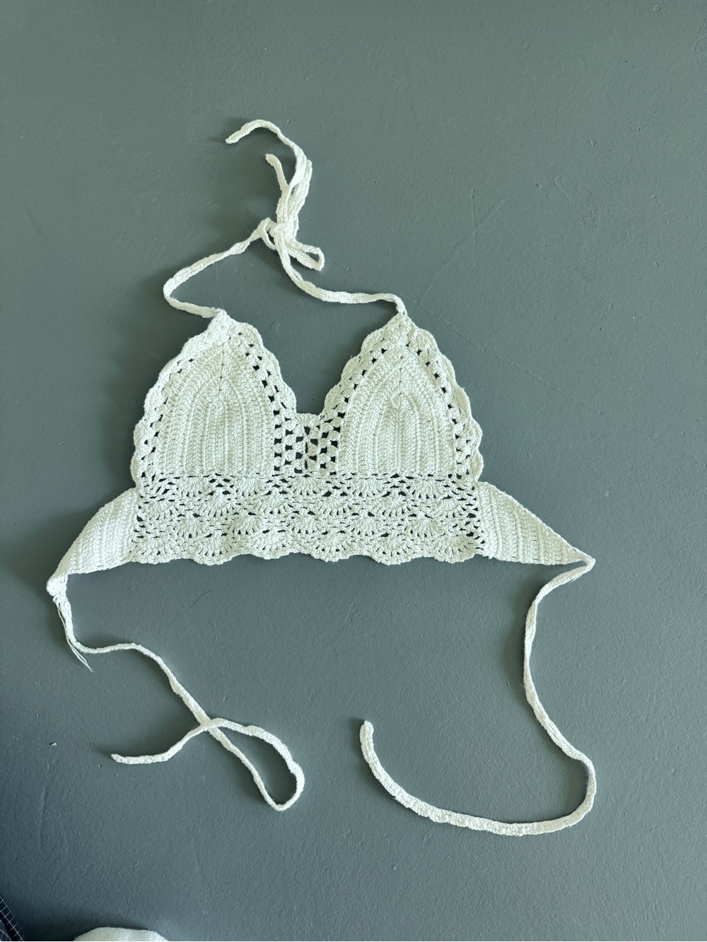 Crochet Halter Bralette - White